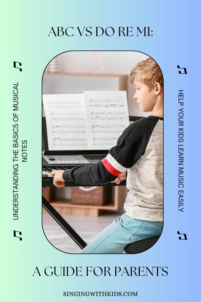 Young boy concentrating on sheet music while playing the piano. ABC vs Do Re Mi: A Simple Guide for Parents