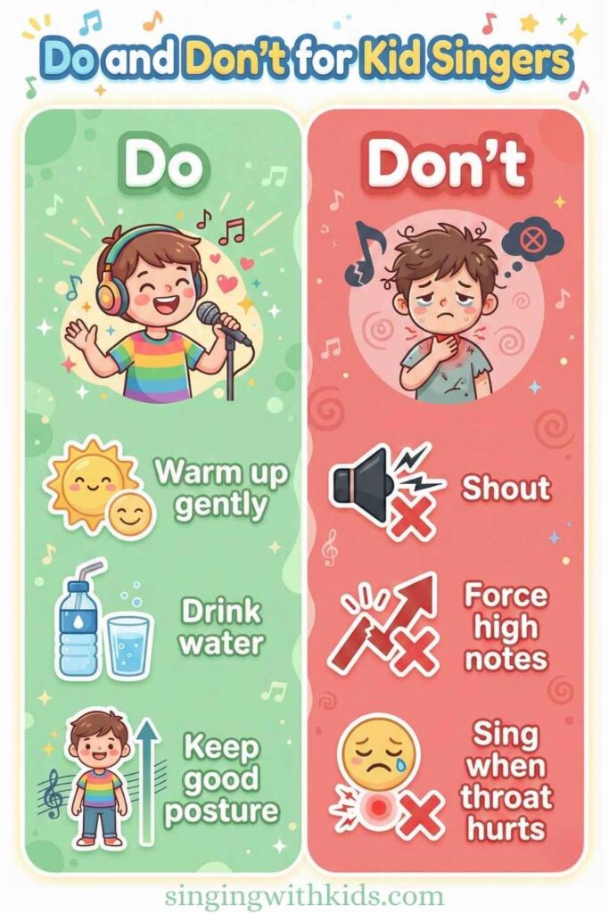Do and Don't for Kid Singers - Singing Tips for Children – Good Habits vs Bad Habits